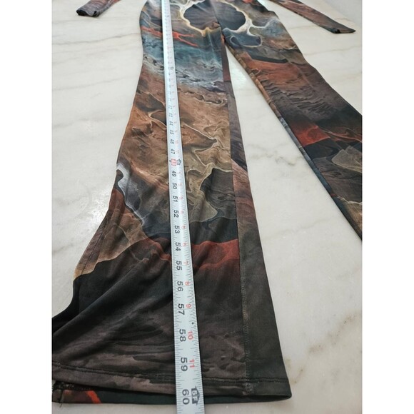 NWT Fashion Nova Jumpsuit Women's XL MultiColor Long Sleeve Stretch Mesh Bodycon - Picture 9 of 12